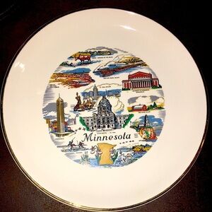 Vintage Minnesota Tourist Souvenir Collectible Ceramic Plate For Display Decor